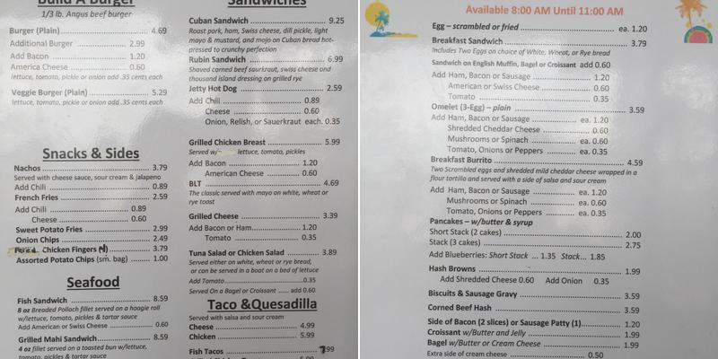 North Jetty Fish Camp And Beach Menu