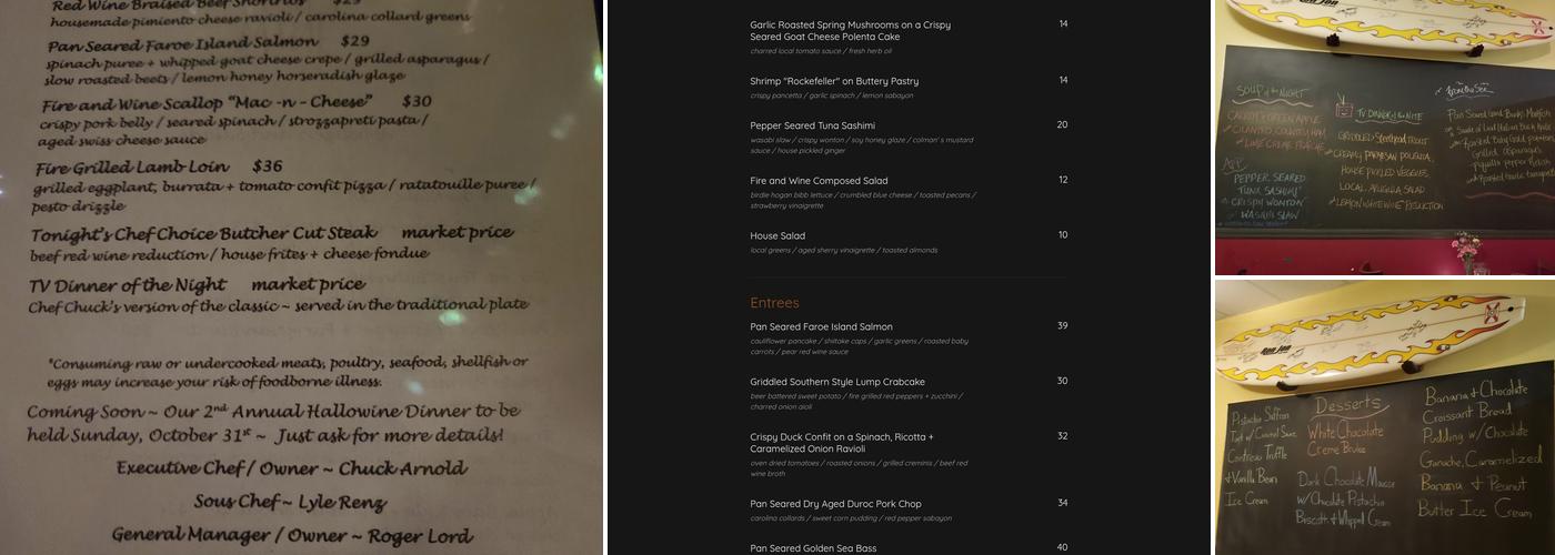 Fire And Wine Menu