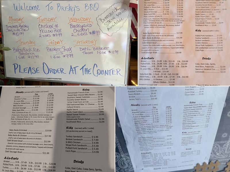 Brisky's BBQ Menu