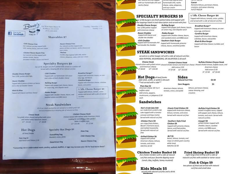 Bessies Menu