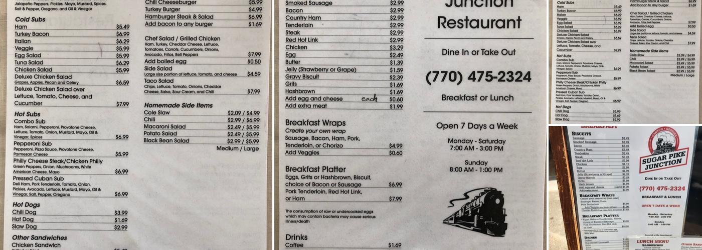 Sugar Pike Junction Menu