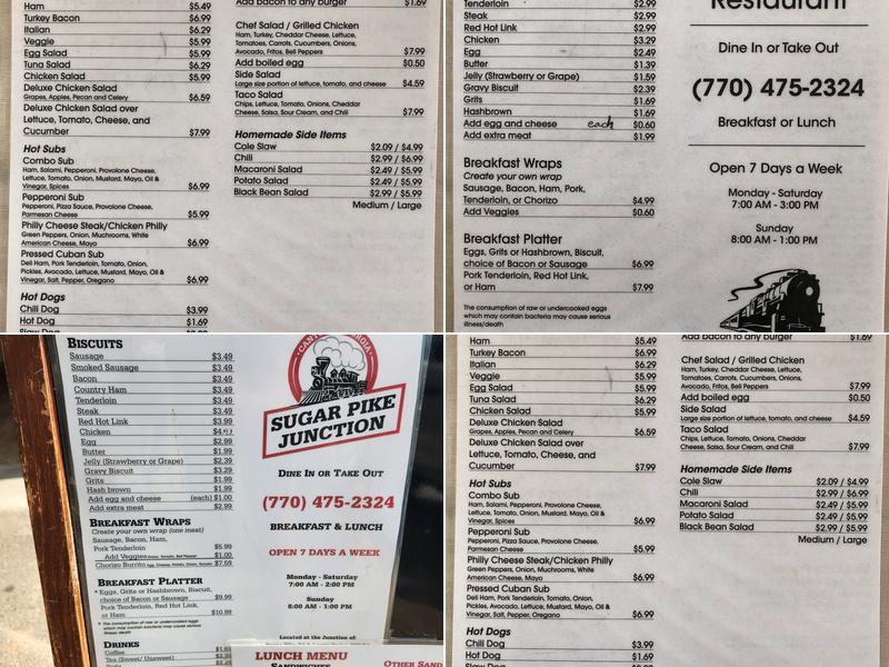 Sugar Pike Junction Menu