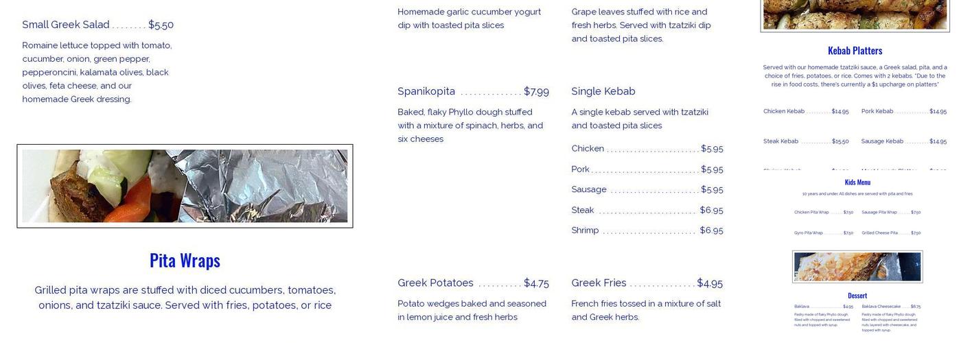 Mr Kebab Menu