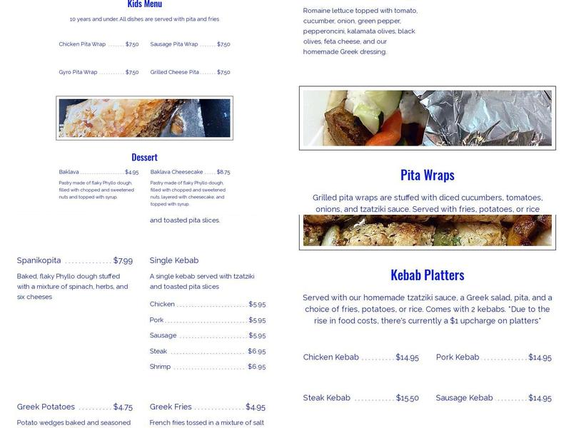 Mr Kebab Menu