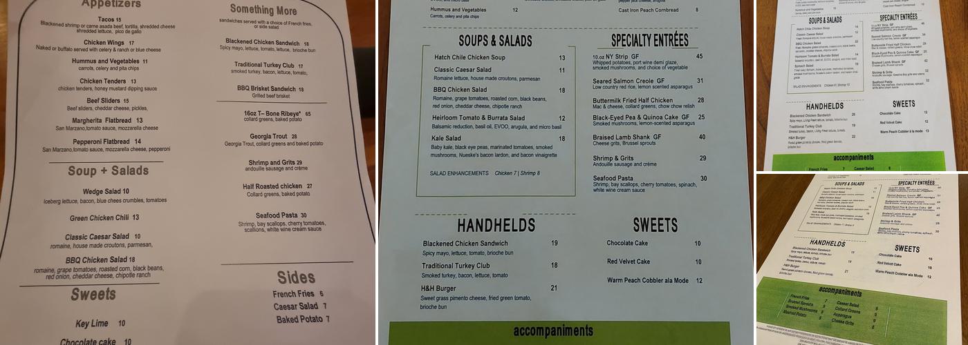 Hickory and Hazel, Renaissance Hotel Menu