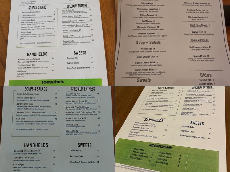 Hickory and Hazel, Renaissance Hotel Menu