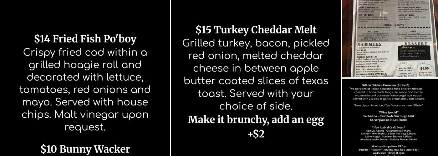 Marty's GM & Eagle's Nest Menu