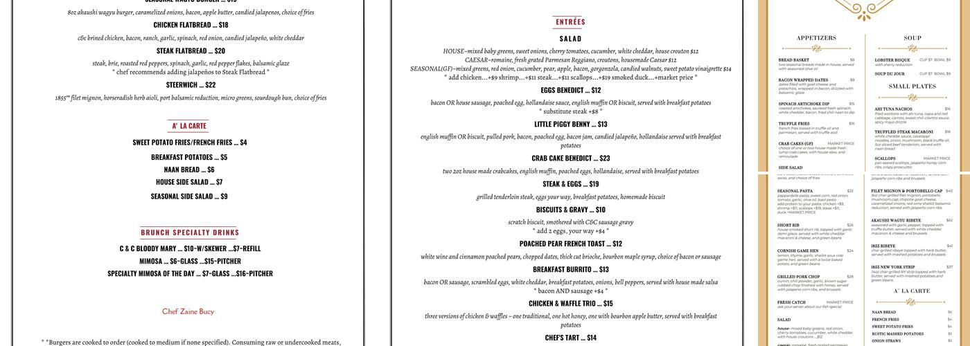 Corks & Cattle Menu