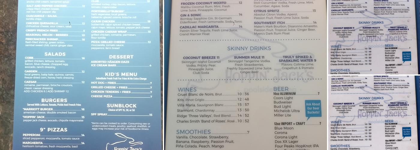 Hoppin' Jacks Menu