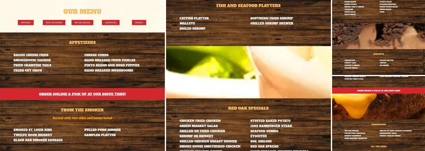 Red Oak Fillin' Station Menu