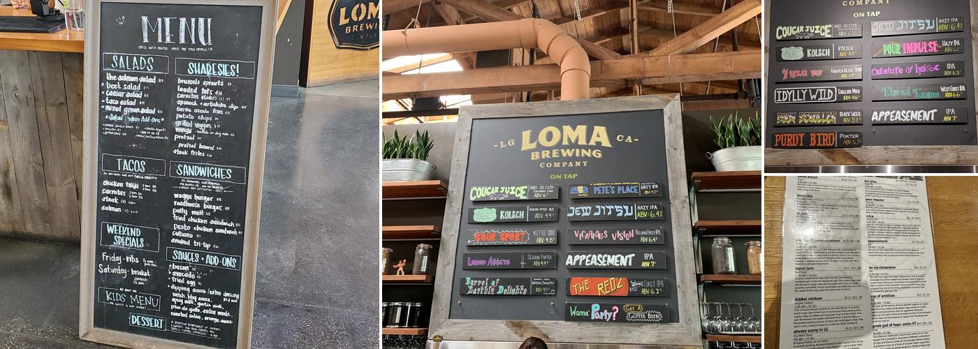 Loma Brewing Company Menu