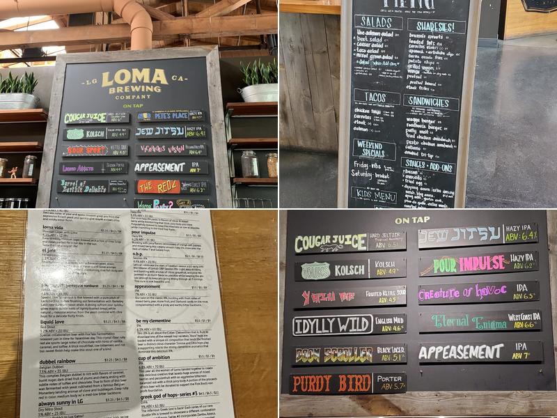 Loma Brewing Company Menu