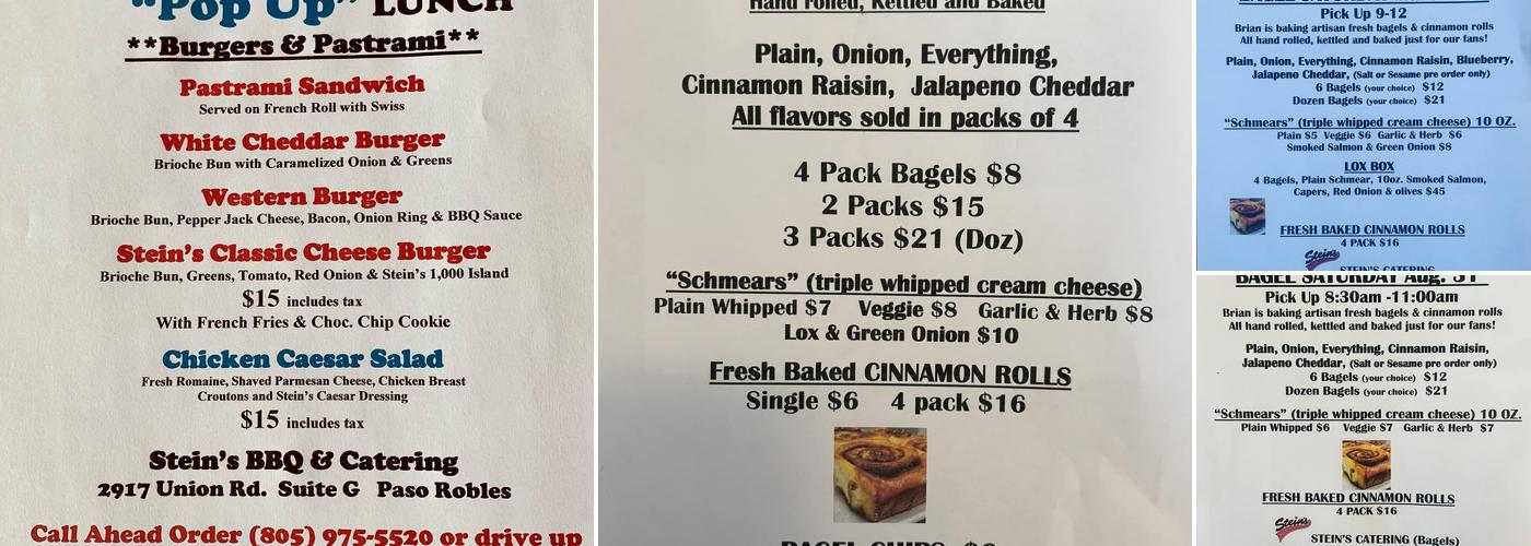 Stein's Catering Menu