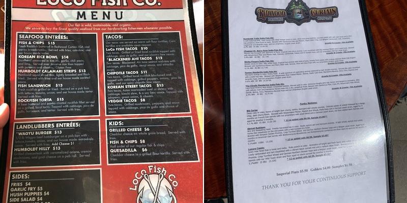 Redwood Curtain Brewing Company - Eureka, Myrtletown Taproom Menu