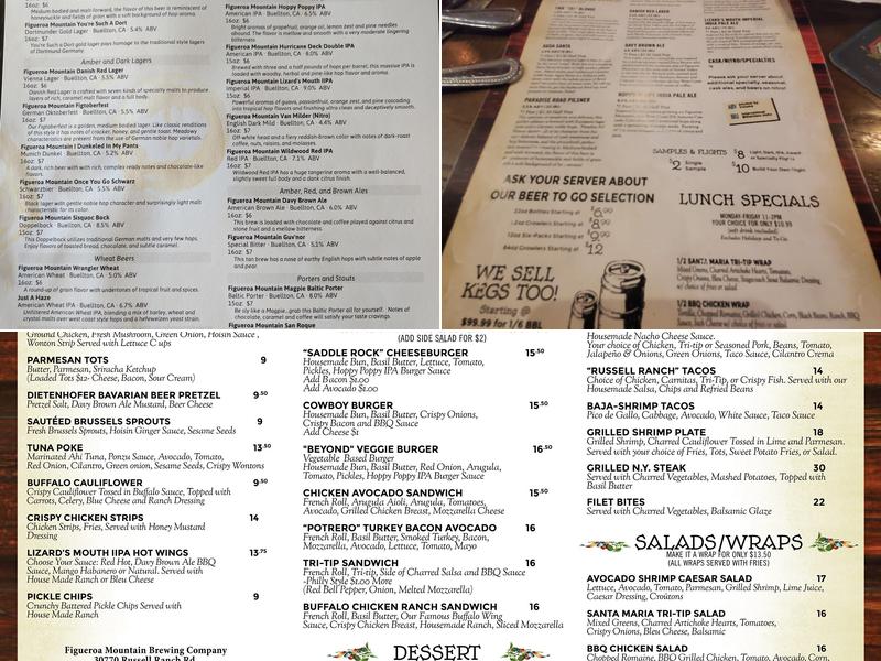 Figueroa Mountain Brewing Company Westlake Village Menu