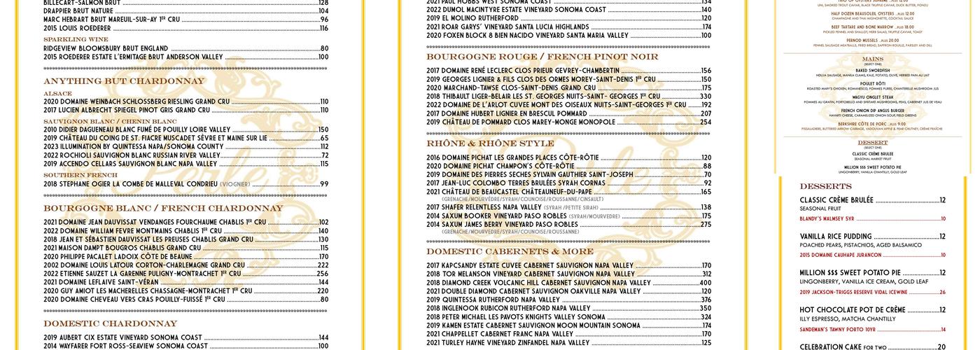 Perle Wine Bar and Restaurant Menu