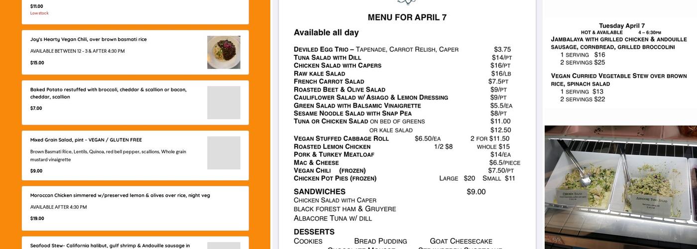 Communitē Table Menu