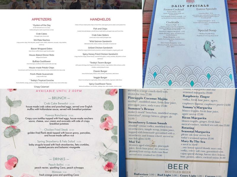 Teddy's By the Sea Menu