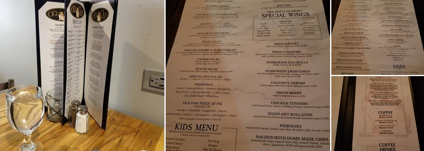 The Ole Dog Tavern Menu