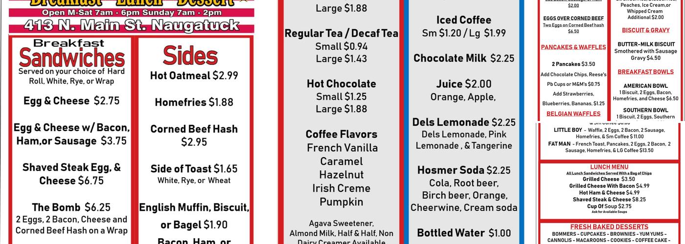 The Bomb Bay Cafe Menu