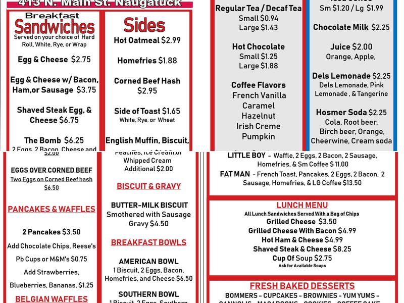 The Bomb Bay Cafe Menu