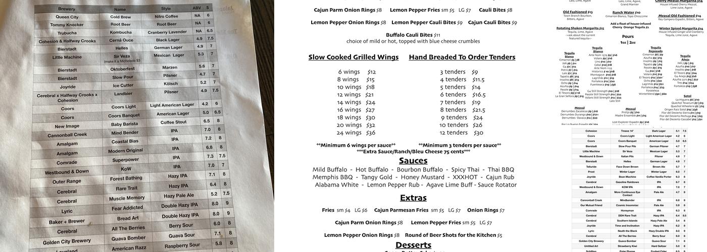 King of Wings Tap + Tequila Menu