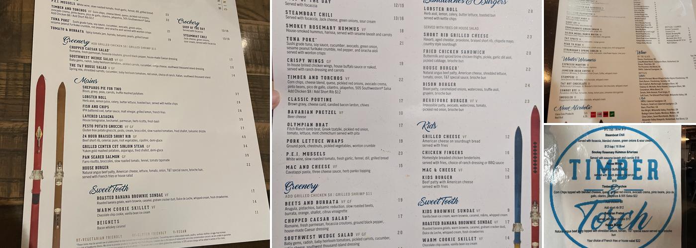 Timber & Torch Menu