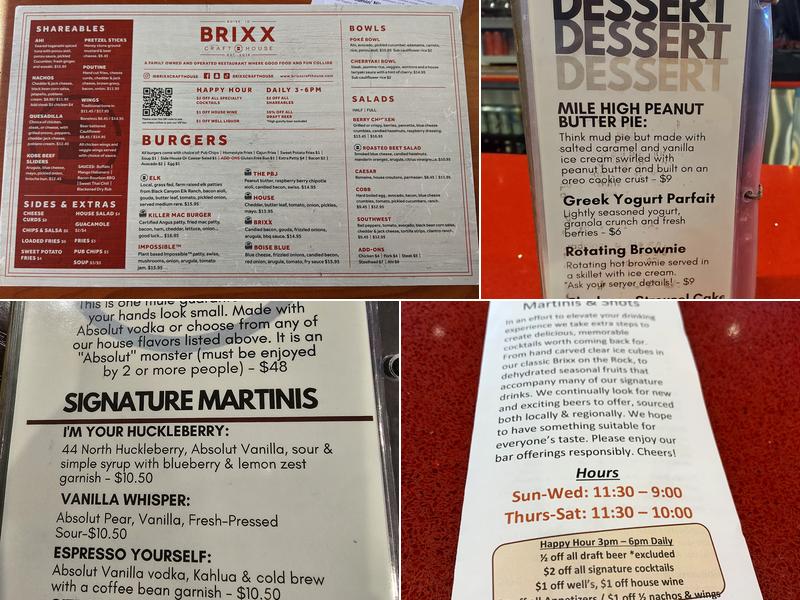 Brixx Craft House Menu