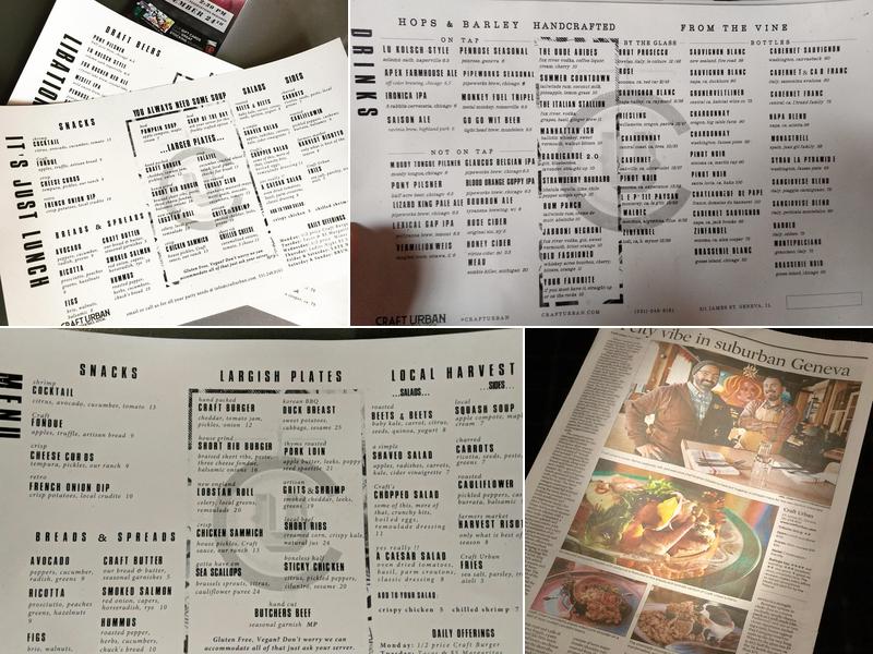 Craft Urban Menu