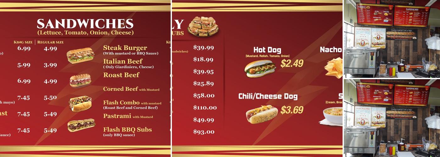 Flash Subs Matteson Menu