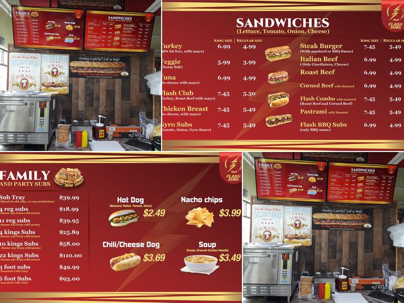 Flash Subs Matteson Menu