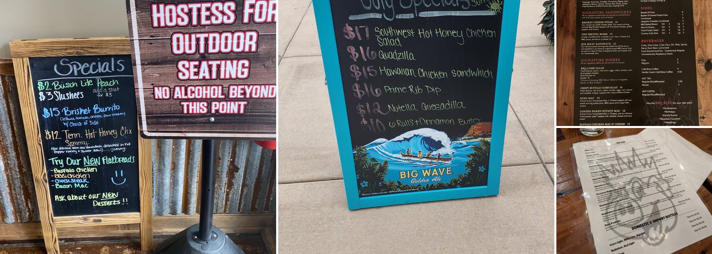 BBQ King Smokehouse and Tavern Menu