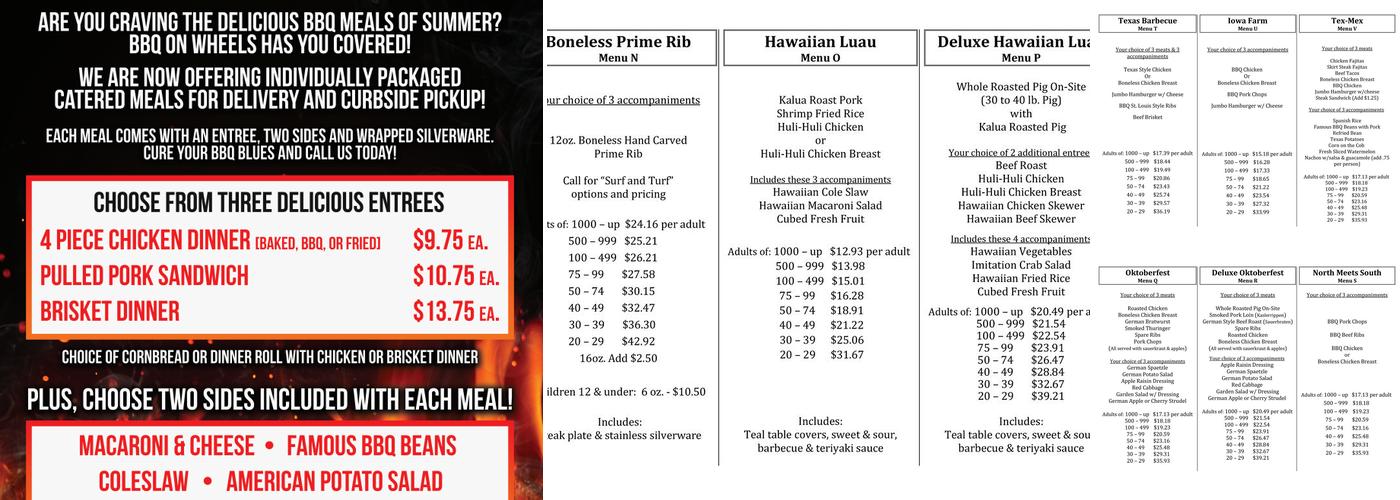 BBQ on Wheels Menu