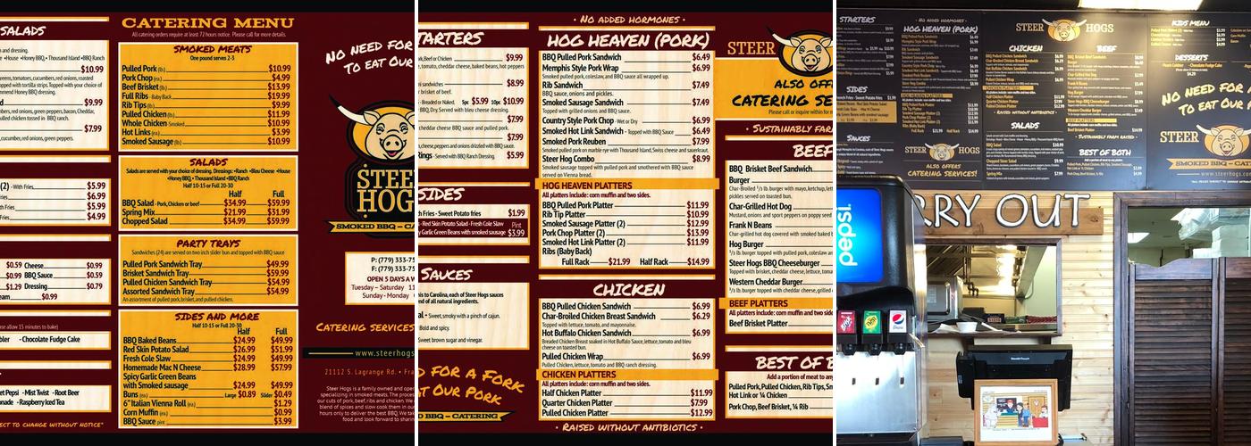 Steerhogs Menu