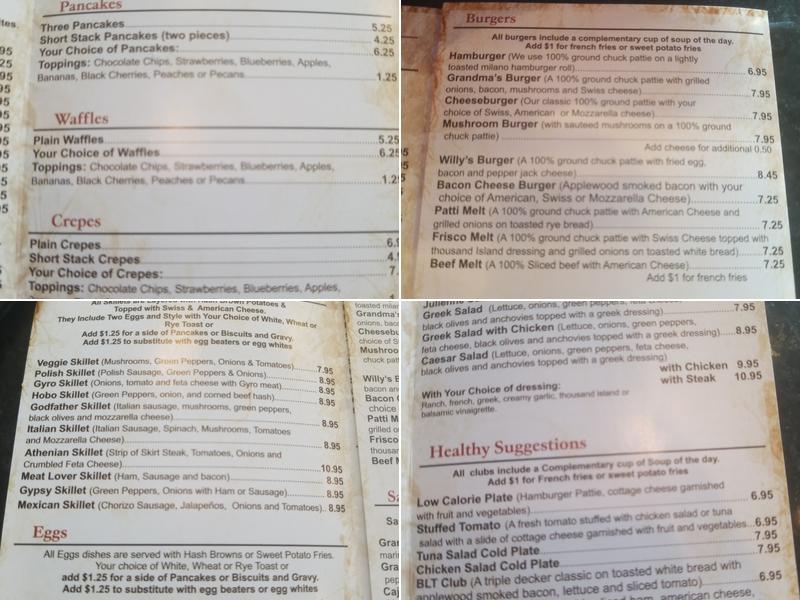 Grandma's Pancake House Menu