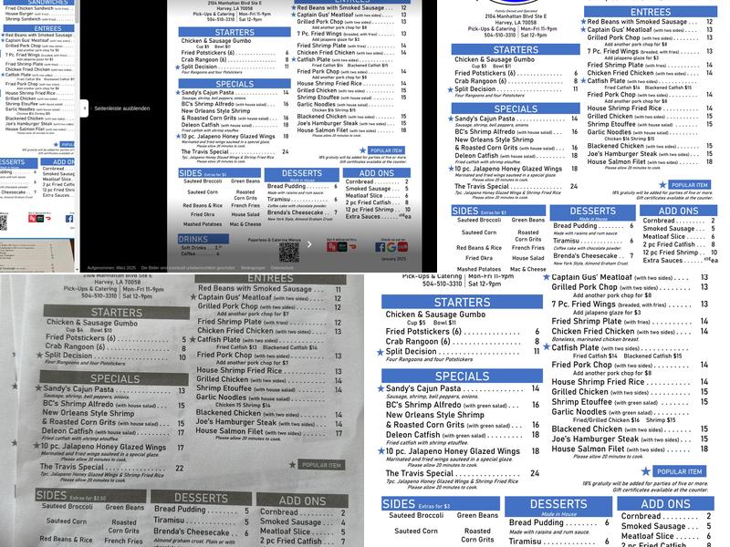 Home Cooking Cafe Menu