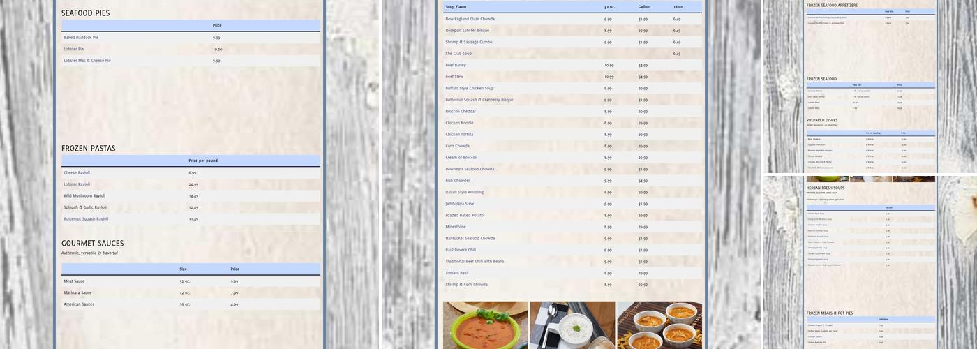 Chowder Factory Menu