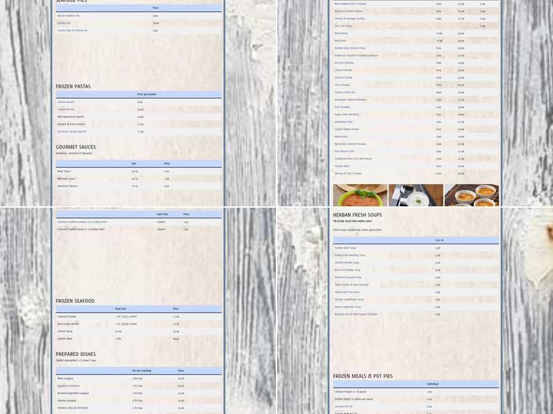 Chowder Factory Menu