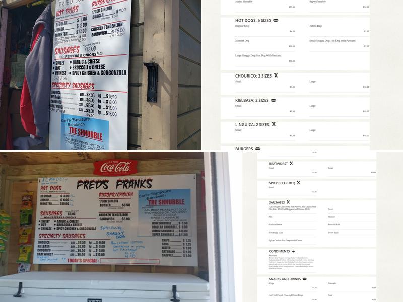 Fred's Franks (Hot Dog Truck) Menu
