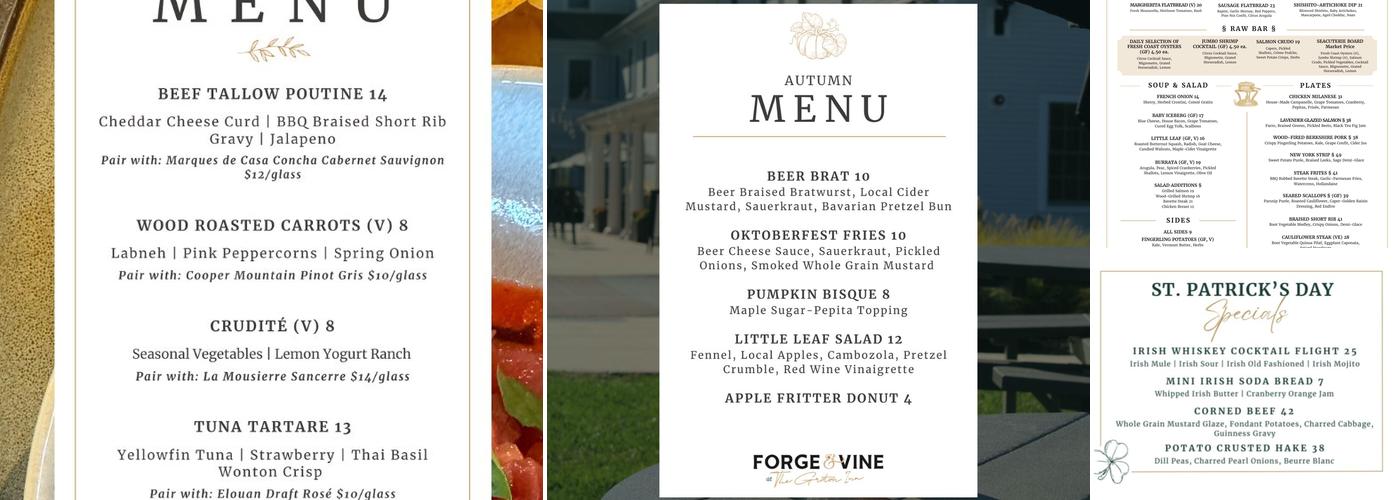 Forge & Vine Menu