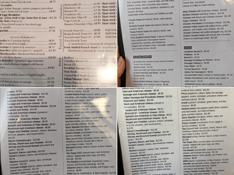 Sisters Breakfast & Lunch Menu