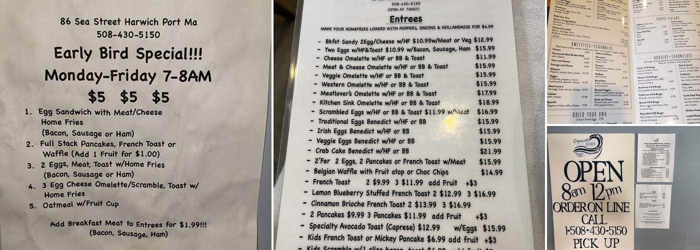 Capeside Kitchen Menu