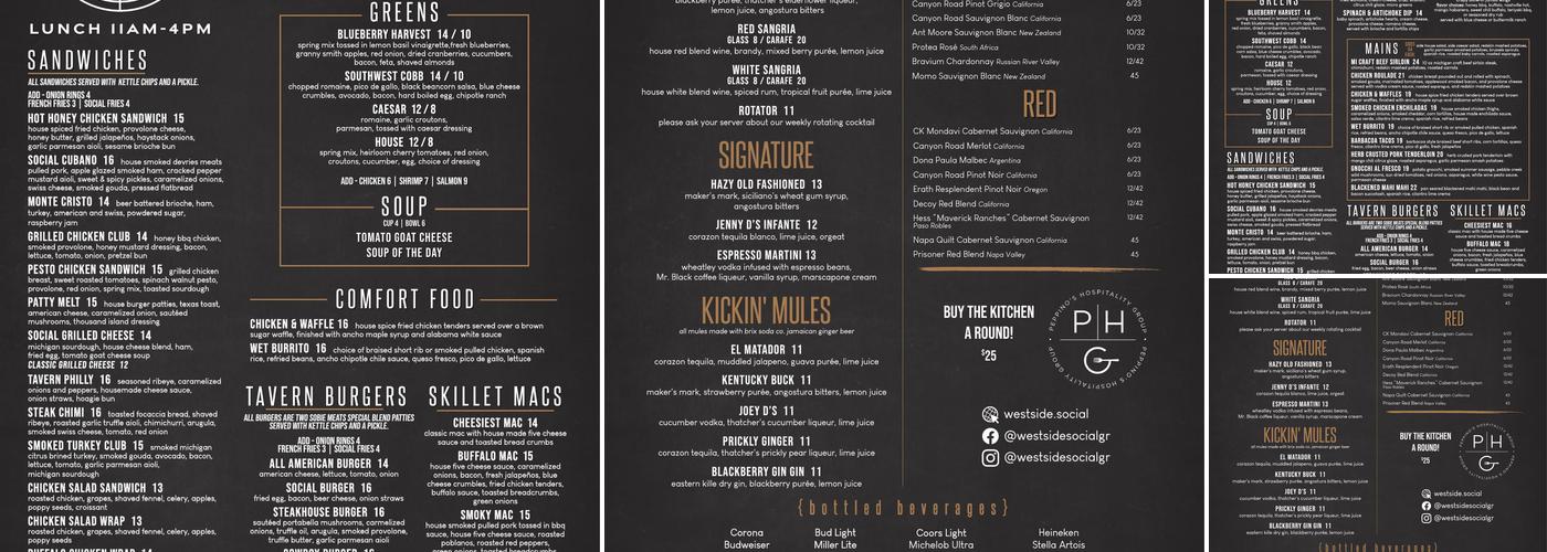Westside Social Menu