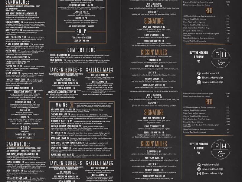 Westside Social Menu