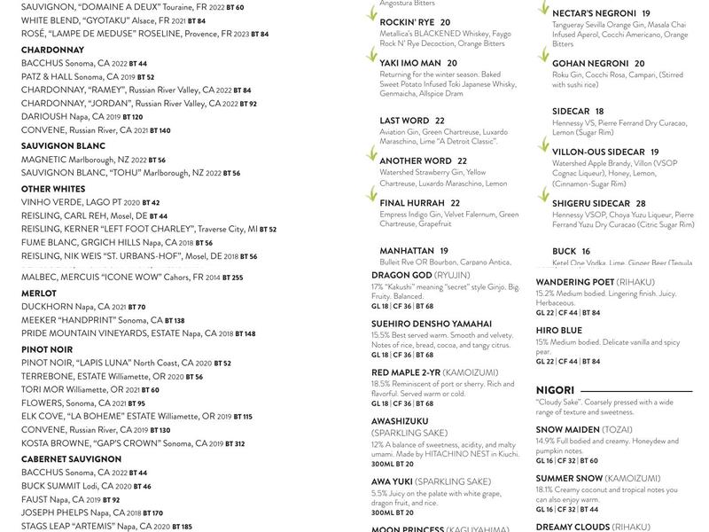 Adachi Sushi & Japanese Cuisine Menu