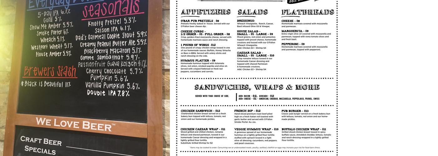 O'Fallon Brewery Menu