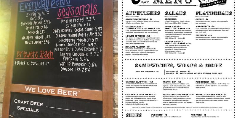 O'Fallon Brewery Menu
