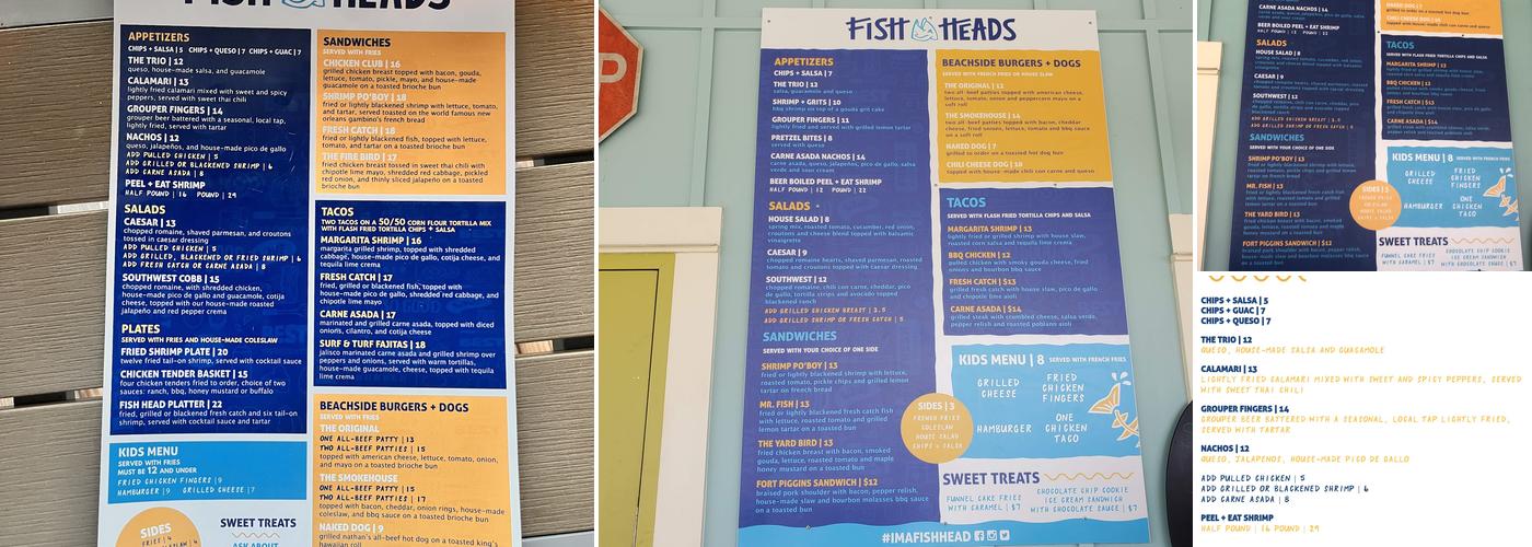 Fish Heads Pensacola Beach Menu