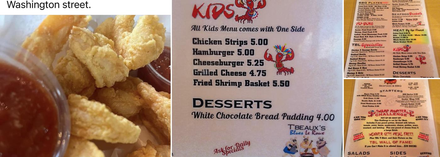 T'beaux's Blues Le Roux Menu