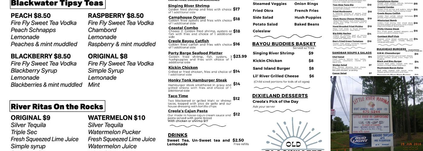 Little River Marina & RV Park Menu